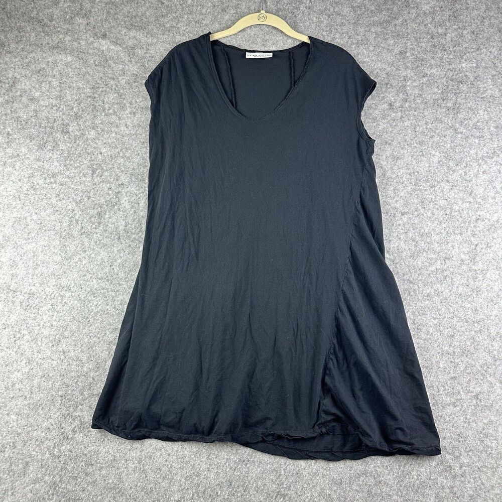 Bryn Walker Tunic Top Womens XS Black Asymmetrical Cotton Tee Minimal Lagenlook